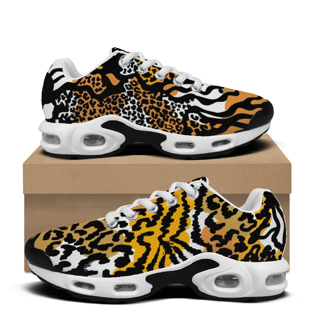 Men Shoes Yellow - Yellow leopard print casual air-cushioned shoes