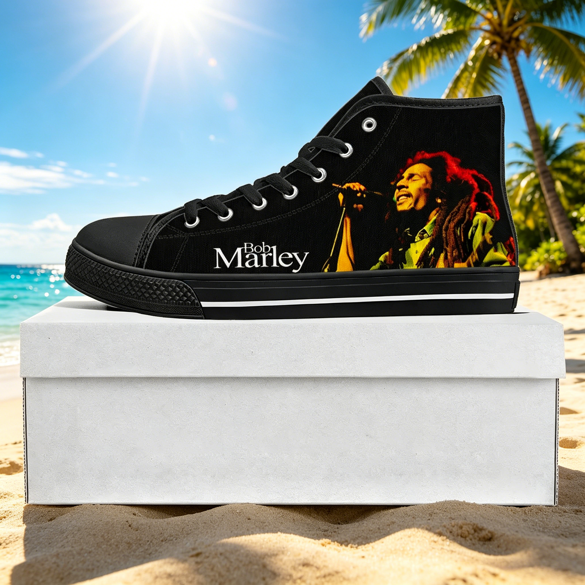 Bob Marley Quote Custom High T - đánh giá và giá Men Shoes Quotes