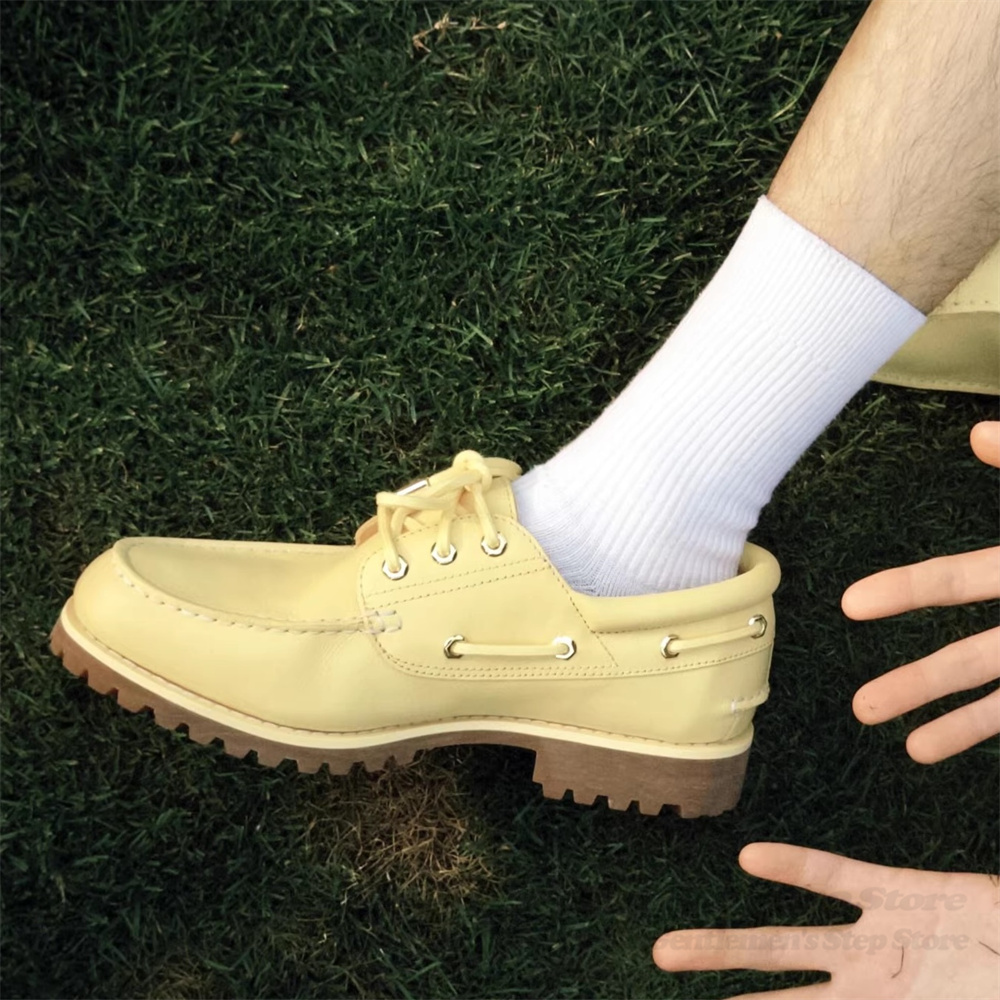 2026 Banana Yellow Cowhide Han - đánh giá và giá Men Shoes Yellow