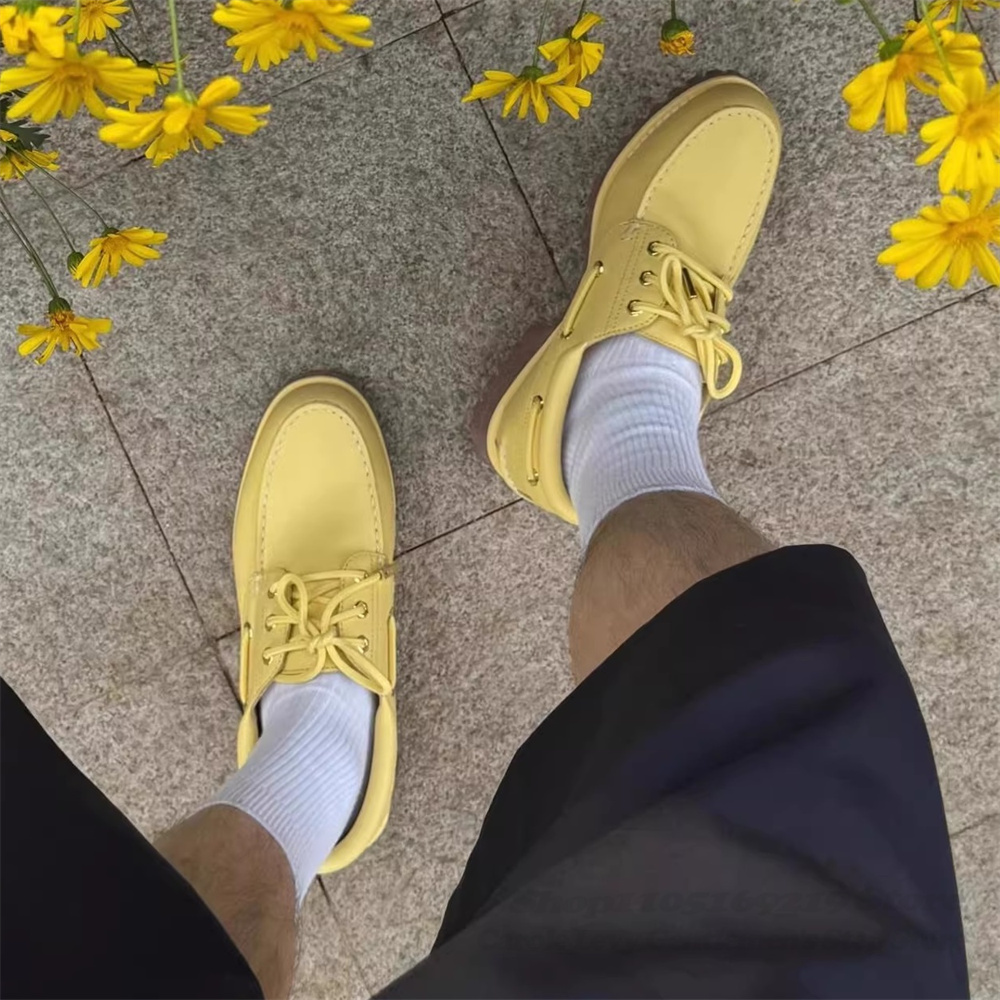 2026 Banana Yellow Cowhide Han - đánh giá và giá Men Shoes Yellow