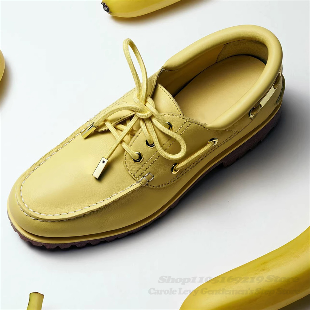 2026 Banana Yellow Cowhide Han - đánh giá và giá Men Shoes Yellow