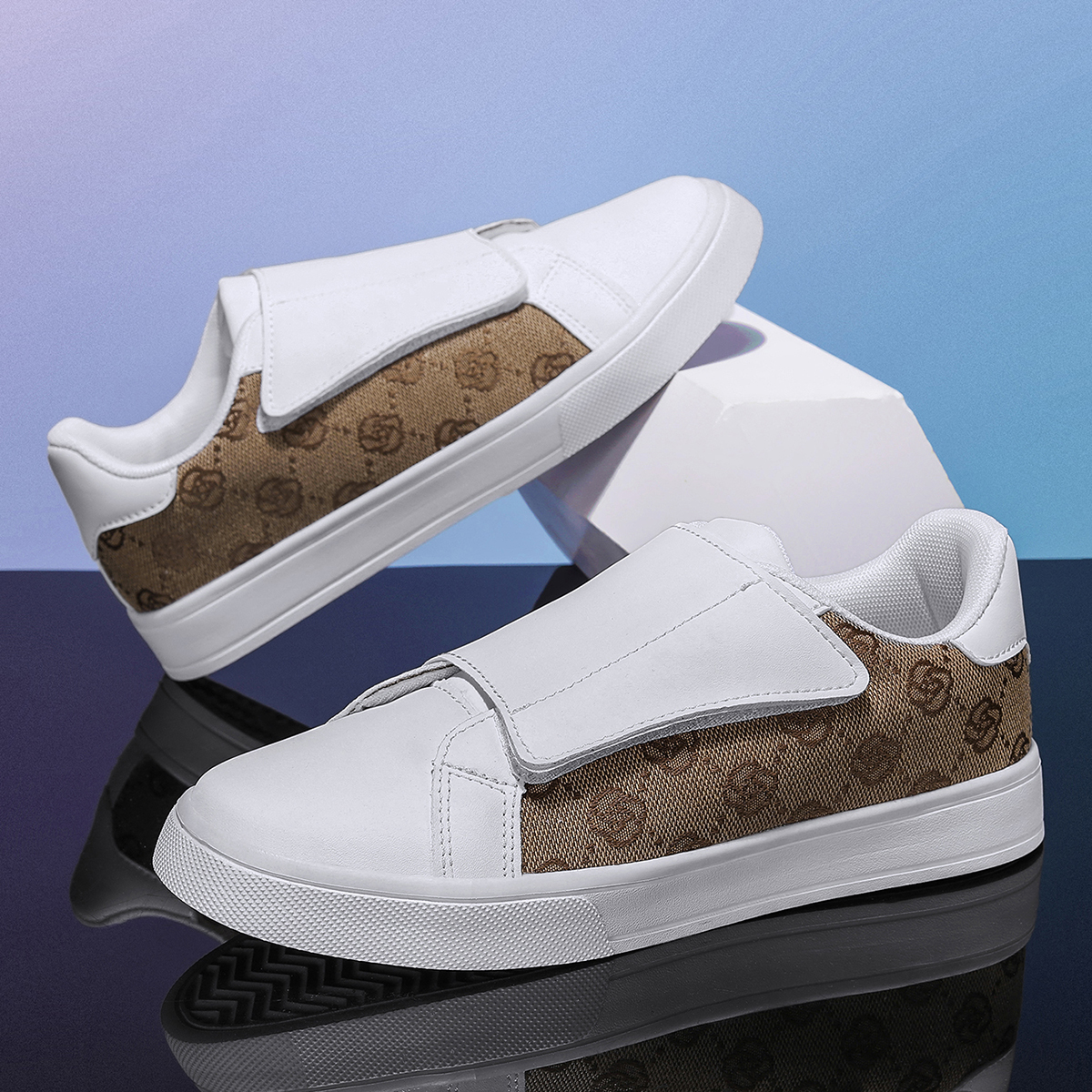 2026 New Men's Vintage Print V - đánh giá và giá Men Shoes Velcro
