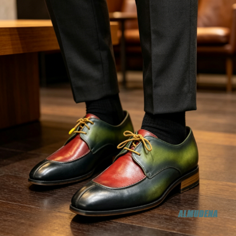 Yellow Lace-Up Retro Gradient  - đánh giá và giá Men Shoes Yellow