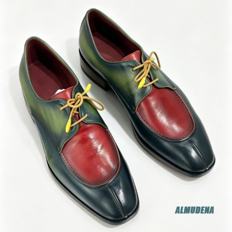 Yellow Lace-Up Retro Gradient  - đánh giá và giá Men Shoes Yellow